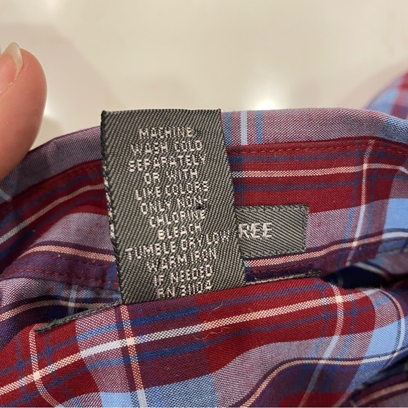 Saddlebred Red Blue Plaid Button Down Shirt - Picture 7 of 7